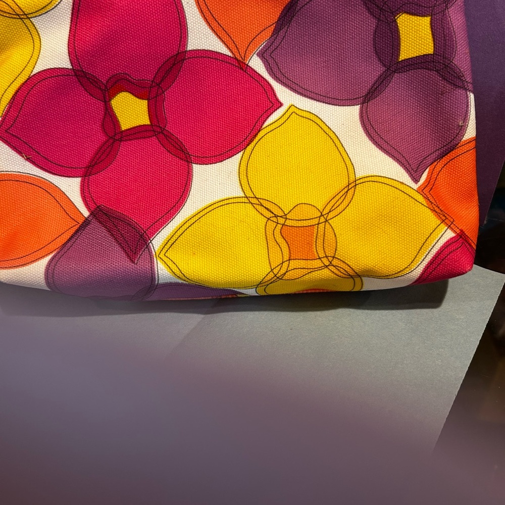 Floral Tote Bag with Pink, Purple, and Yellow DesignFloral tote bag small